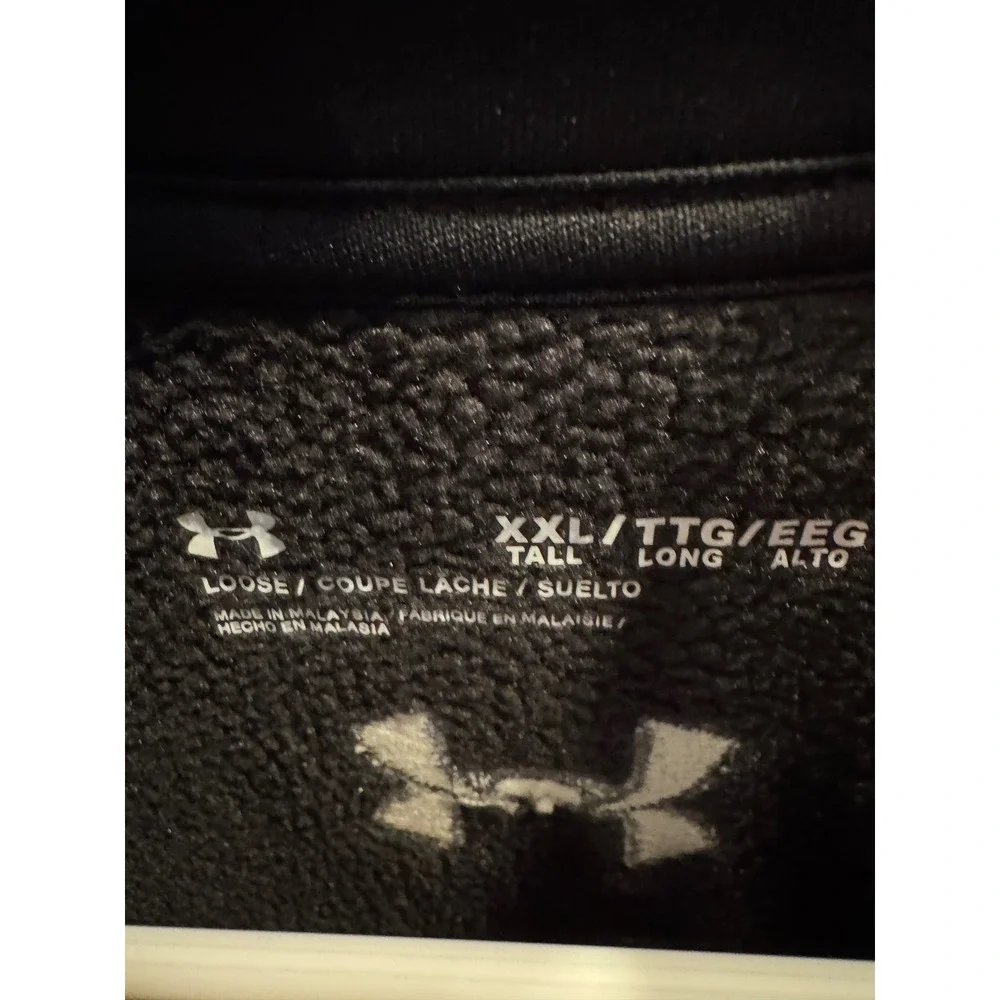 Under Armour Mens XXL Tall Black Full Zip Fleece Vest Loose‎ Fit Textured Waffle